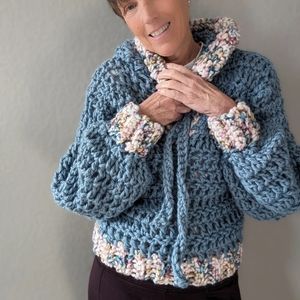 Hand crocheted Hoodie Sweater